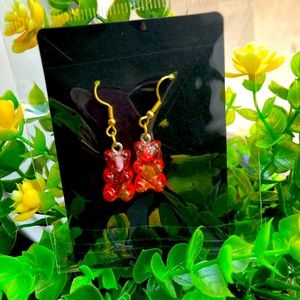 Red gummy bear earrings